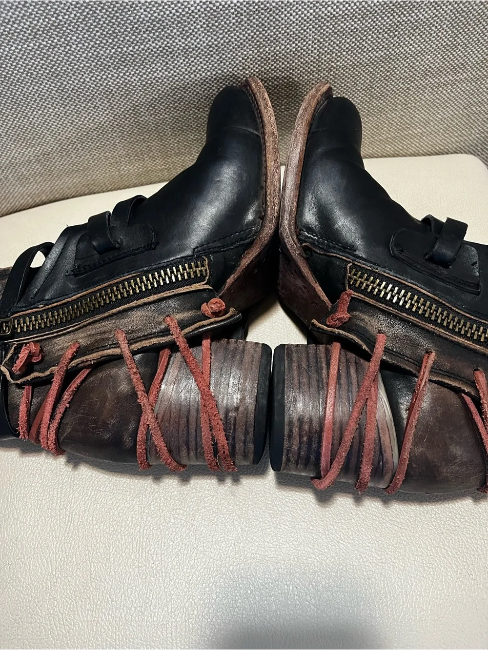 Freebird By Steven Crue Black Leather Distressed Buckle Ankle Boots Size 9 - Picture 8 of 10